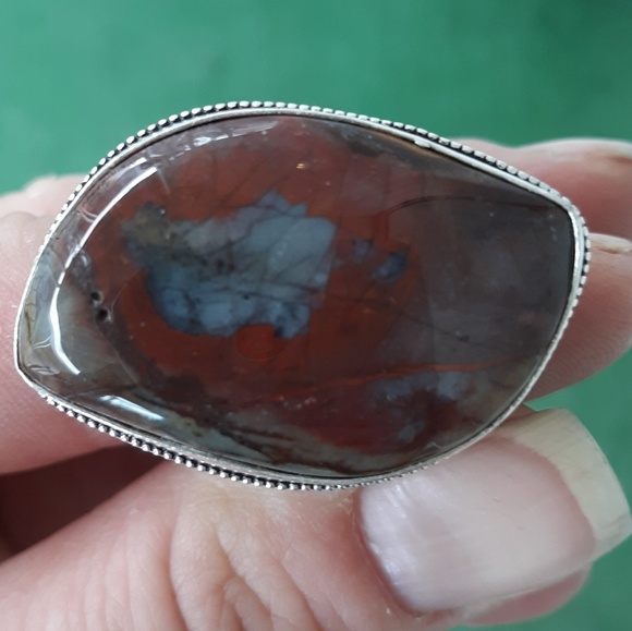 New Bloodstone Jasper 925 Silver Ring. - Picture 2 of 9